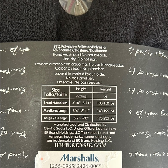 Kensie 2 pack Charcoal and Black Fleece Lined Tights M/L - Picture 5 of 5